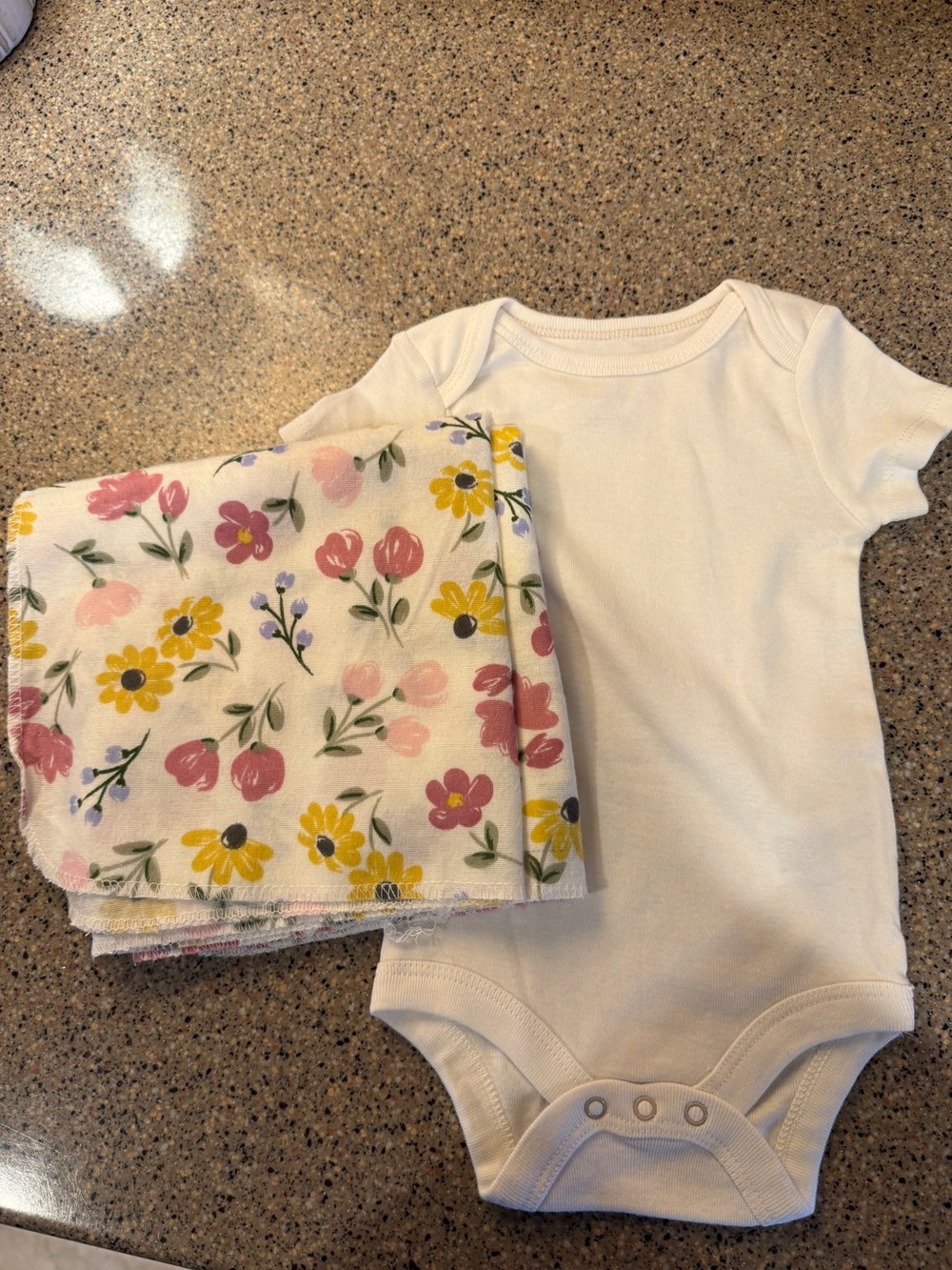Cloud Island Baby Onesie with Matching Swaddle Blanket